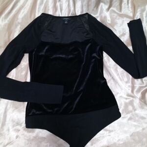 Banana Republic Factory Black Velvet Long Sleeve Bodysuit